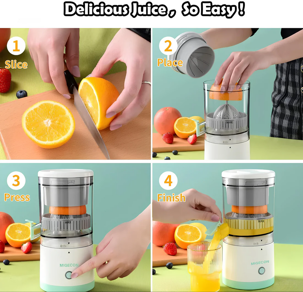 Automatic Wireless Citrus Juicer – USB Rechargeable Multi Fruit Juice Extractor