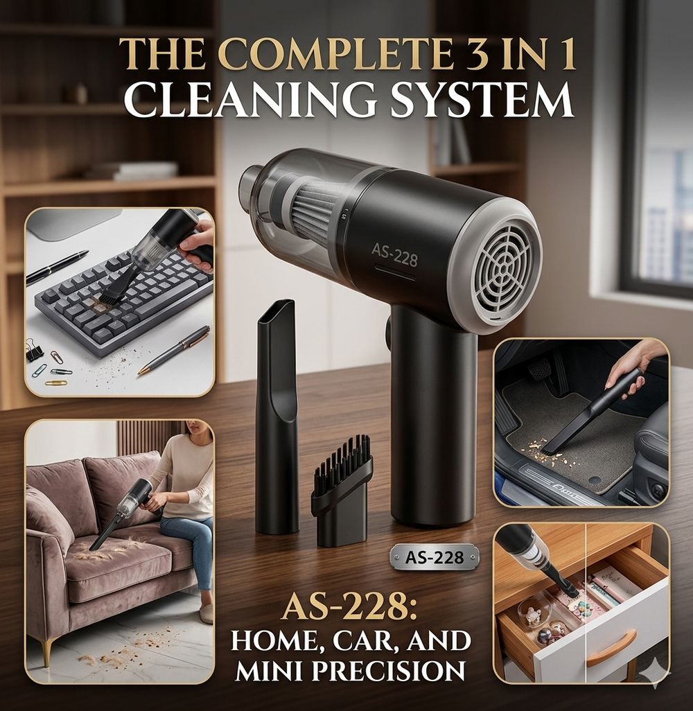 3-in-1 Portable Car Vacuum – High Suction & USB Rechargeable