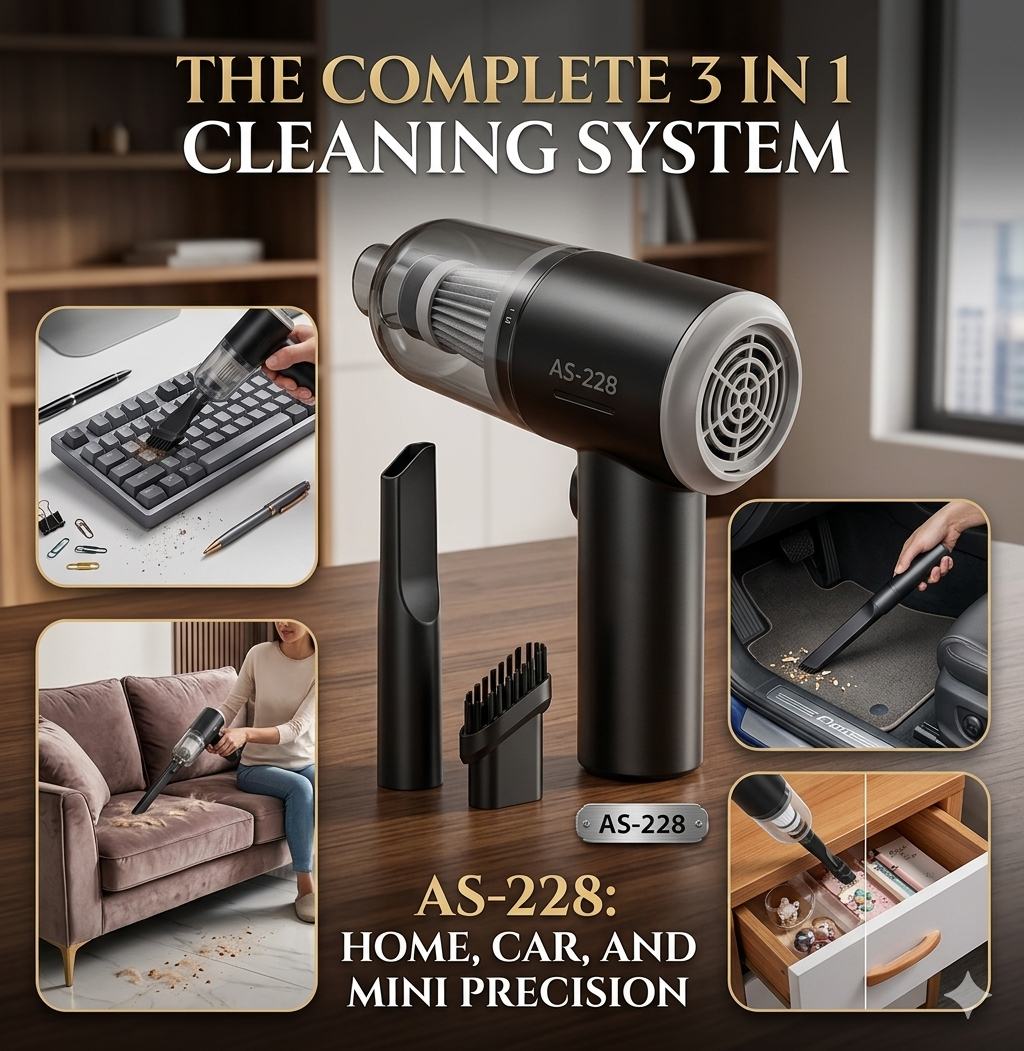 3-in-1 Portable Car Vacuum – High Suction & USB Rechargeable