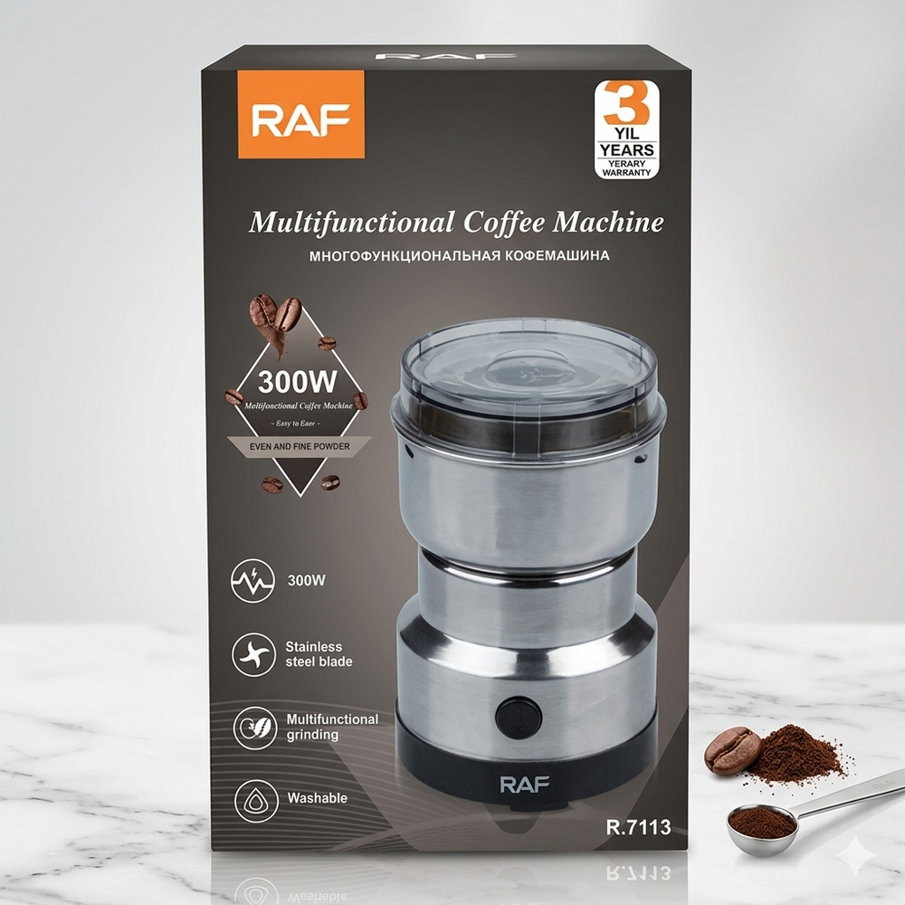 300W Electric Spice & Coffee Grinder – Stainless Steel Outer