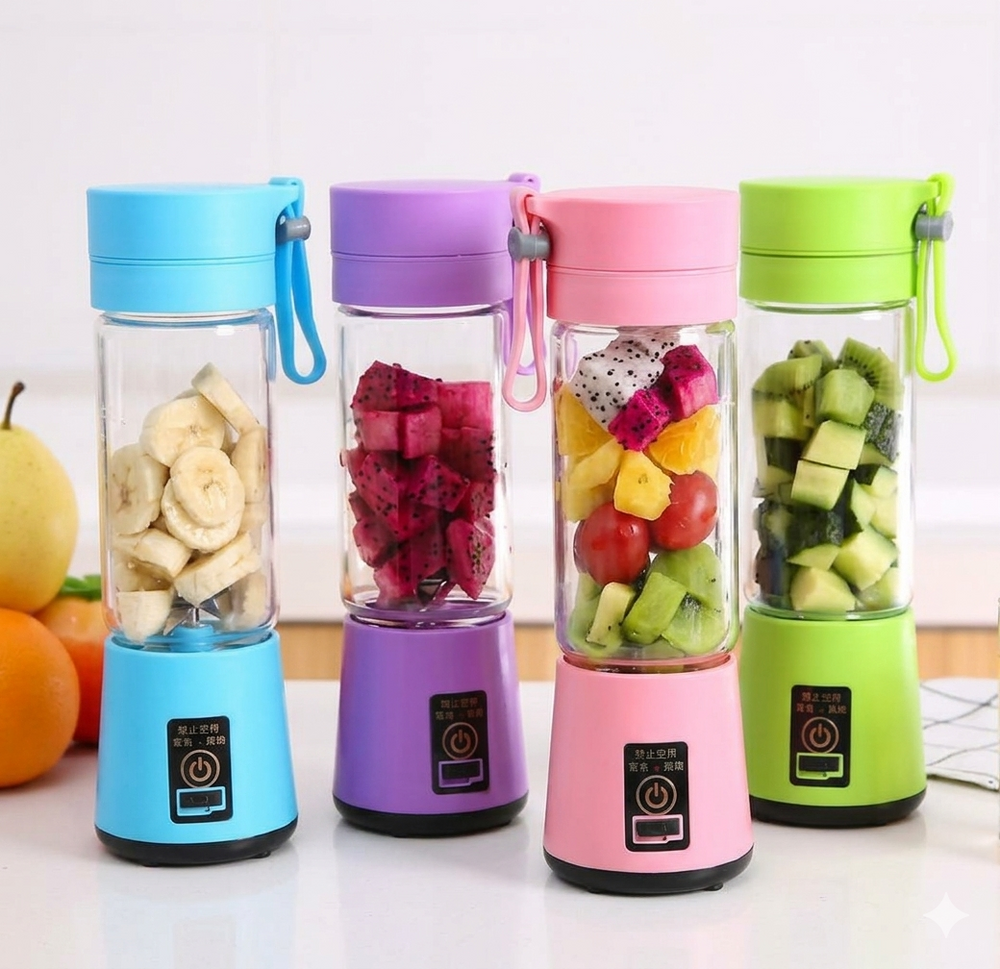 6-Blade Portable Electric Juicer – USB Rechargeable Fruit & Smoothie Blender
