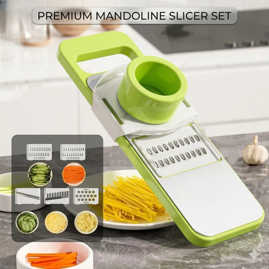 6-in-1 Multi-Function Vegetable Slicer – Stainless Steel Blades