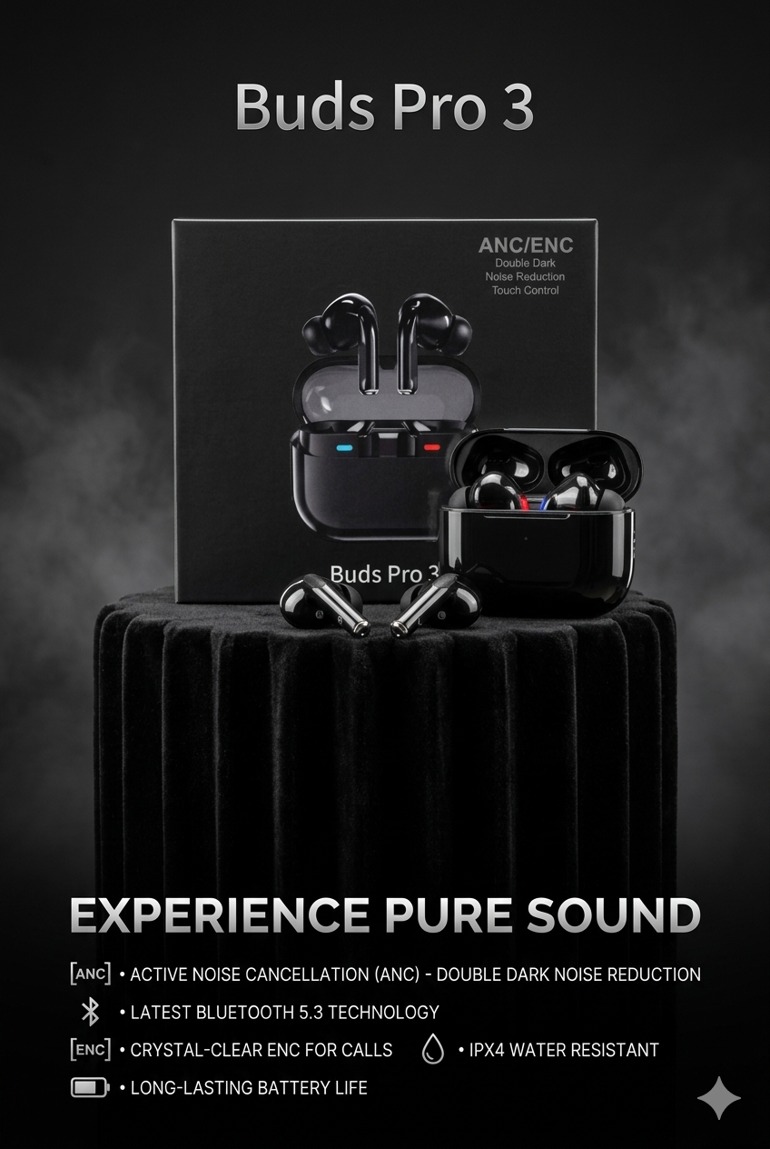 Buds Pro 3 Wireless Earbuds: Bluetooth 5.3 & Noise Cancelling