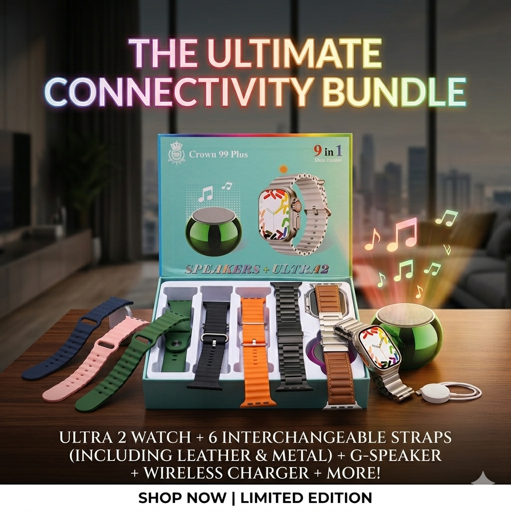 9-in-1 Smart Watch Bundle: 6 Straps + Bluetooth Speaker