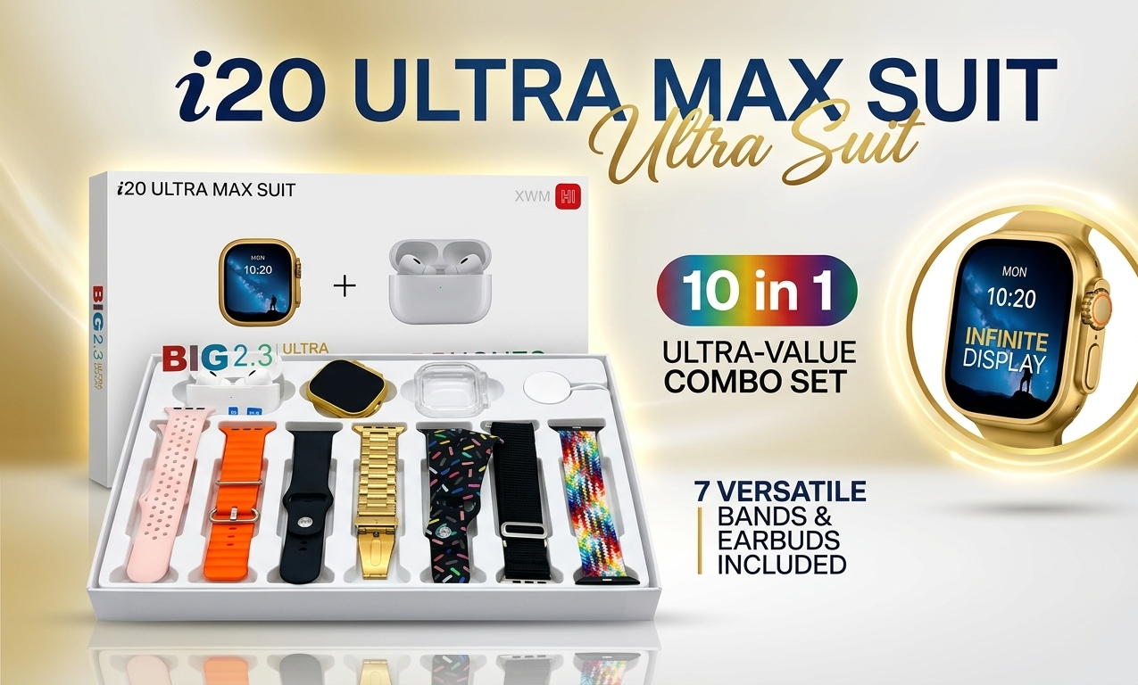 I20 Ultra Smart Watch – With Wireless Earbuds and 7 Straps