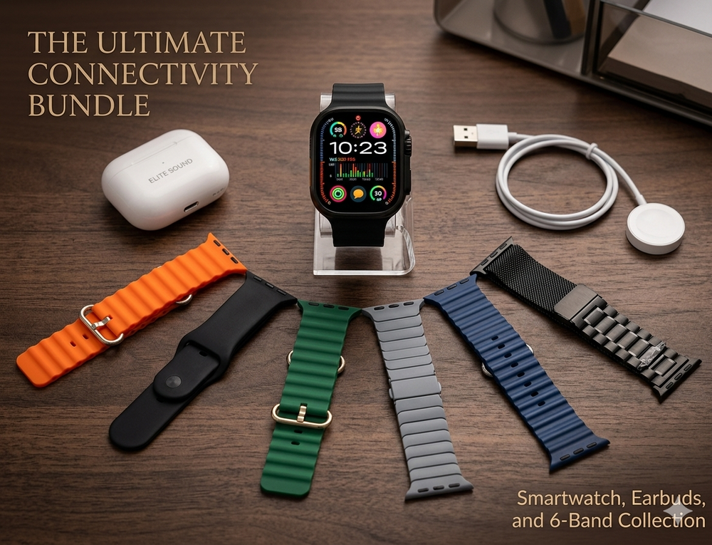 I20 Ultra Smart Watch – With Wireless Earbuds and 7 Straps
