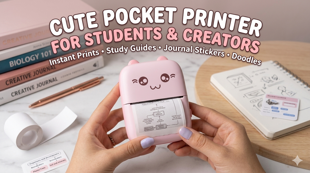 Mini Pocket Thermal Printer – Inkless Bluetooth Photo & Note Printer