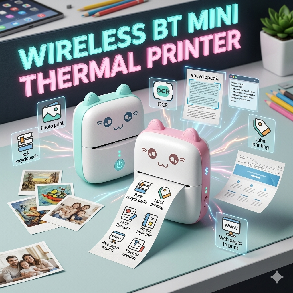 Mini Pocket Thermal Printer – Inkless Bluetooth Photo & Note Printer