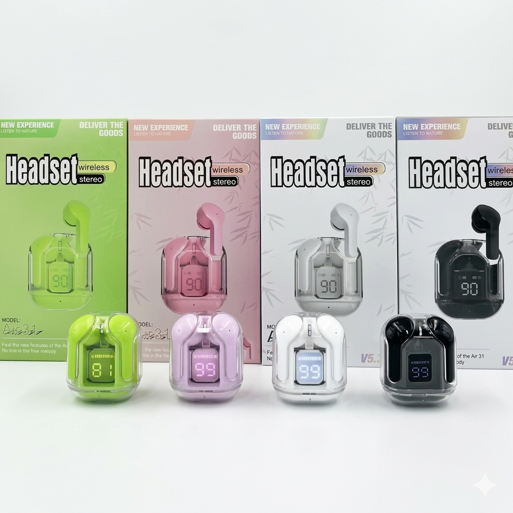 Air31 Crystal Wireless Earbuds – Transparent Design & ENC