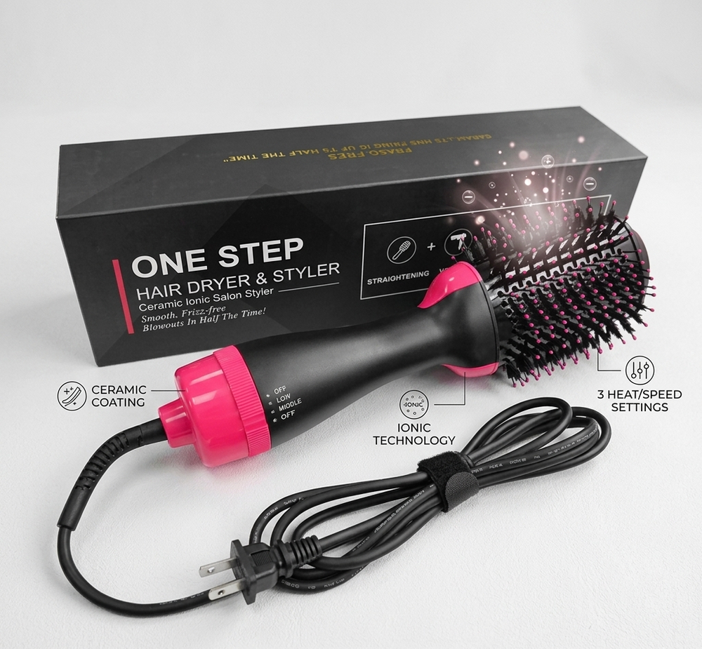 One-Step Hair Dryer & Volumizer Brush – Ceramic Ionic Salon Styler