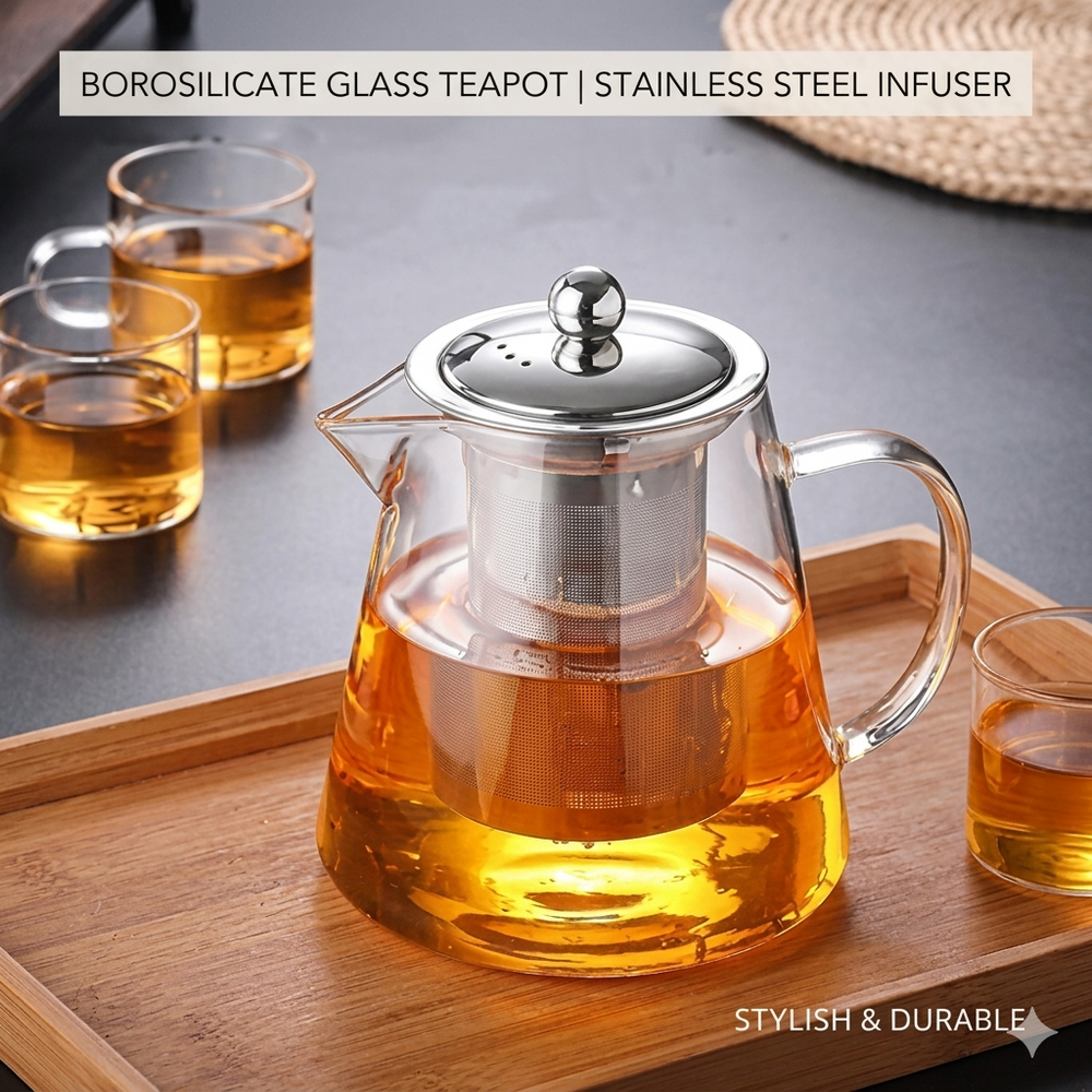 Premium Borosilicate Glass Tea Pot – Stovetop Safe Infuser Kettle