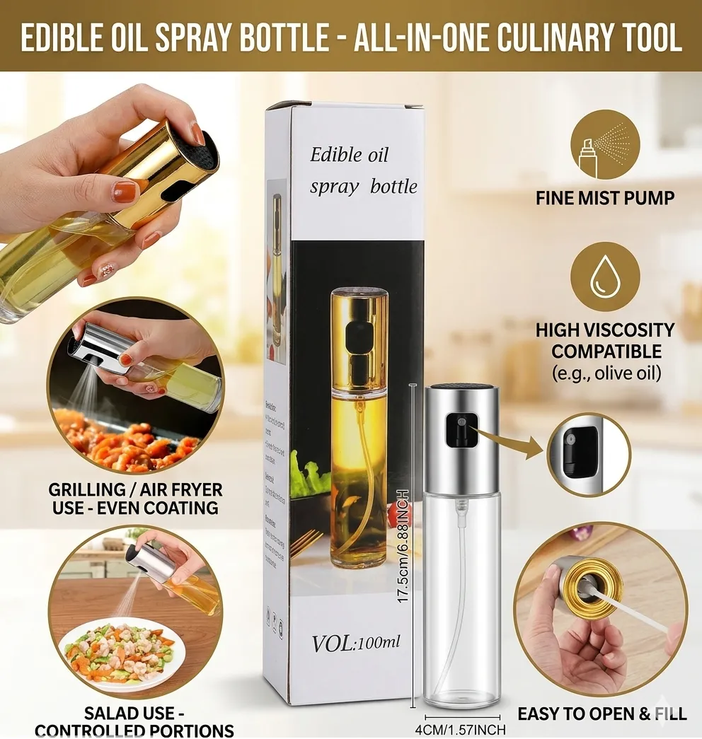 100ml Premium Glass Oil Sprayer – Cooking Mist for Air Fryer & BBQ