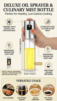 100ml Premium Glass Oil Sprayer – Cooking Mist for Air Fryer & BBQ