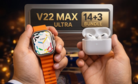 V22 Max Ultra Smart Watch Bundle: 14 Straps + Earbuds